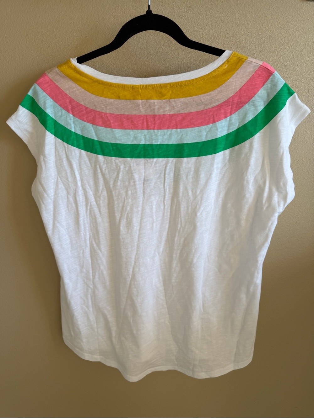 Boden Women’s Jersey Tee Rainbow Yoke NWT - Picture 3 of 7